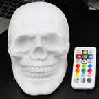 Skull Night Light LED Colour Changing Table Lamp Rechargeable Silicone Skull Lamp with Remote Control and Timer Gothic Halloween Decor for Bedroom