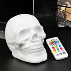 Skull Night Light LED Colour Changing Table Lamp Rechargeable Silicone Skull Lamp with Remote Control and Timer Gothic Halloween Decor for Bedroom