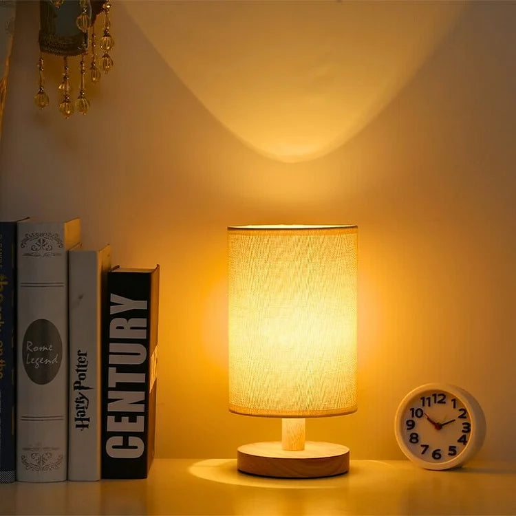 Scandinavian Wood Table Lamp With Linen Shade — Ashbury Home & Living