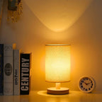 Scandinavian Wood Table Lamp With Linen Shade — Ashbury Home & Living