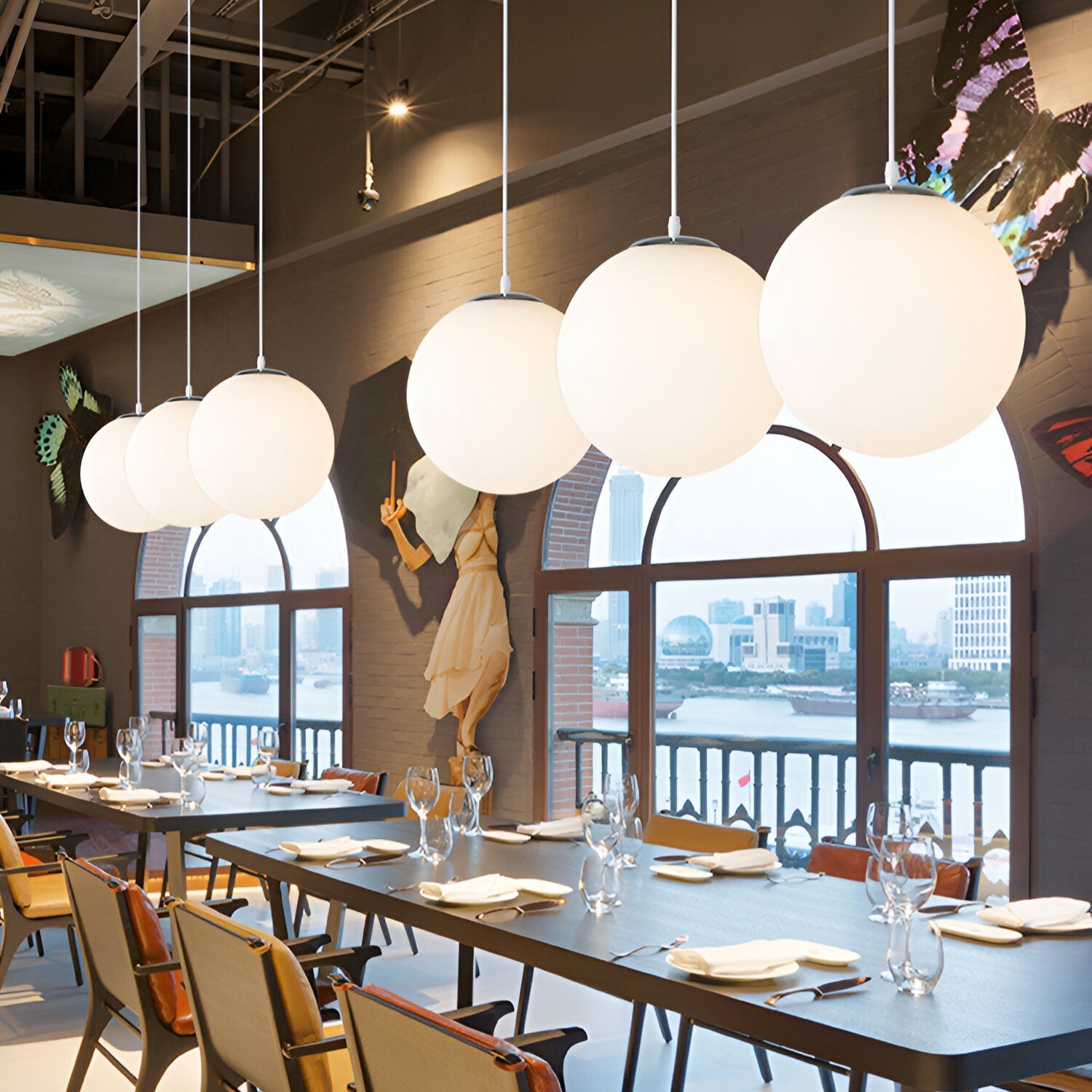 Globe Glass Pendant Light With Adjustable Cord