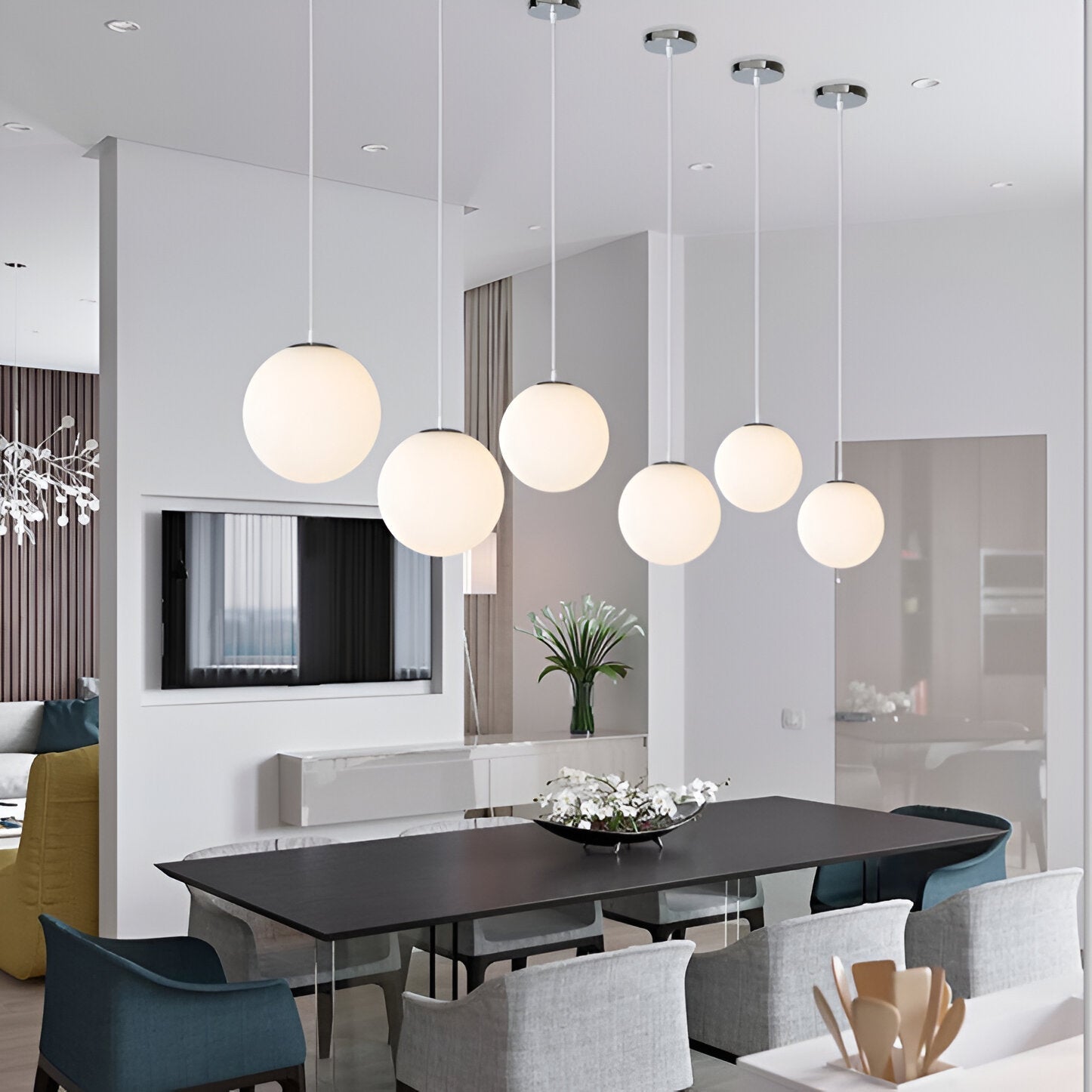 Globe Glass Pendant Light With Adjustable Cord