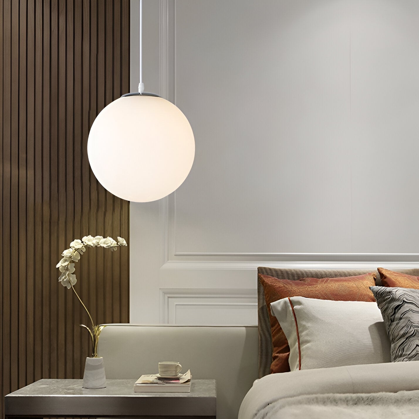 Globe Glass Pendant Light With Adjustable Cord