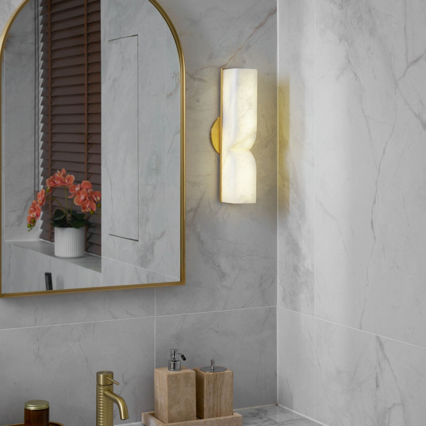 Modern Marble Wall Light With Warm LED Glow for Living Room — Ashbury Home & Living