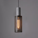 Industrial Concrete Pendant Light With Warm LED Glow in Model B ∅ 3.9″ x H 13.4″ / Dia 10cm x H 34cm — Ashbury Home & Living
