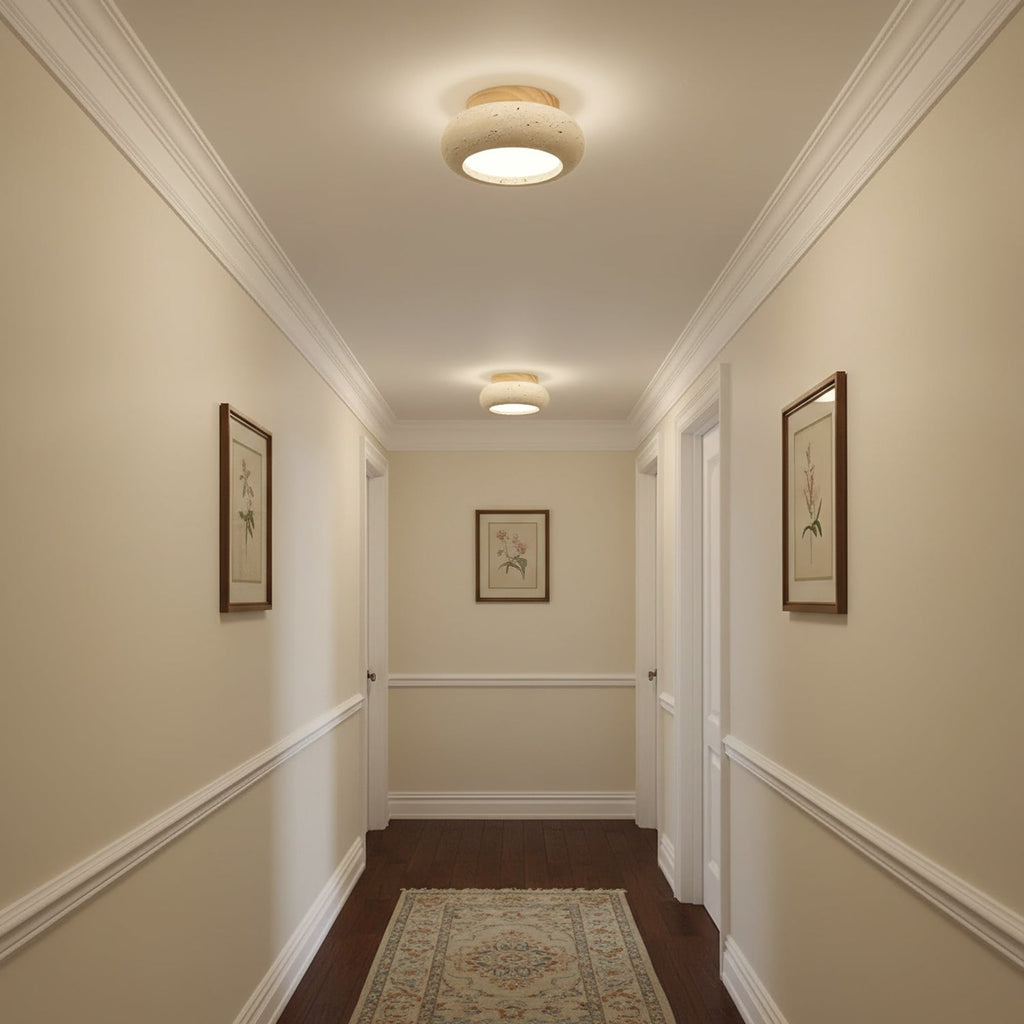 Minimalist Travertine Flush Mount Ceiling Light — Ashbury Home & Living