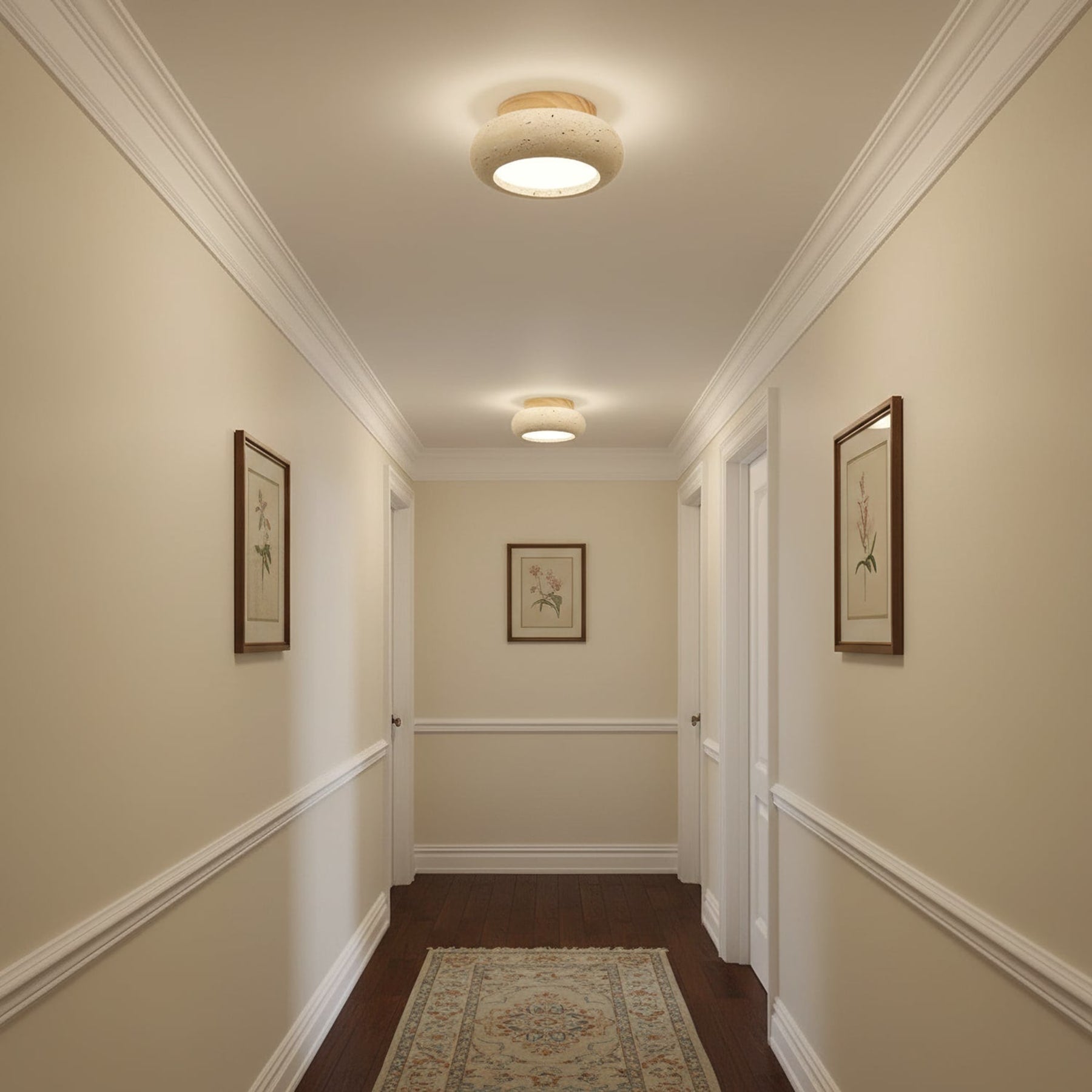 Minimalist Travertine Flush Mount Ceiling Light — Ashbury Home & Living