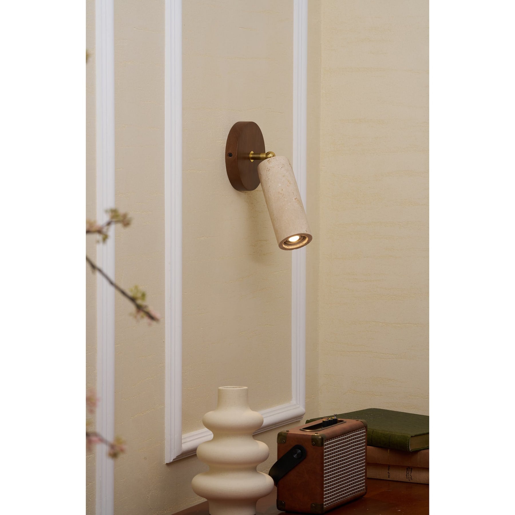Modern Travertine Wall Light With Warm LED Glow — Ashbury Home & Living