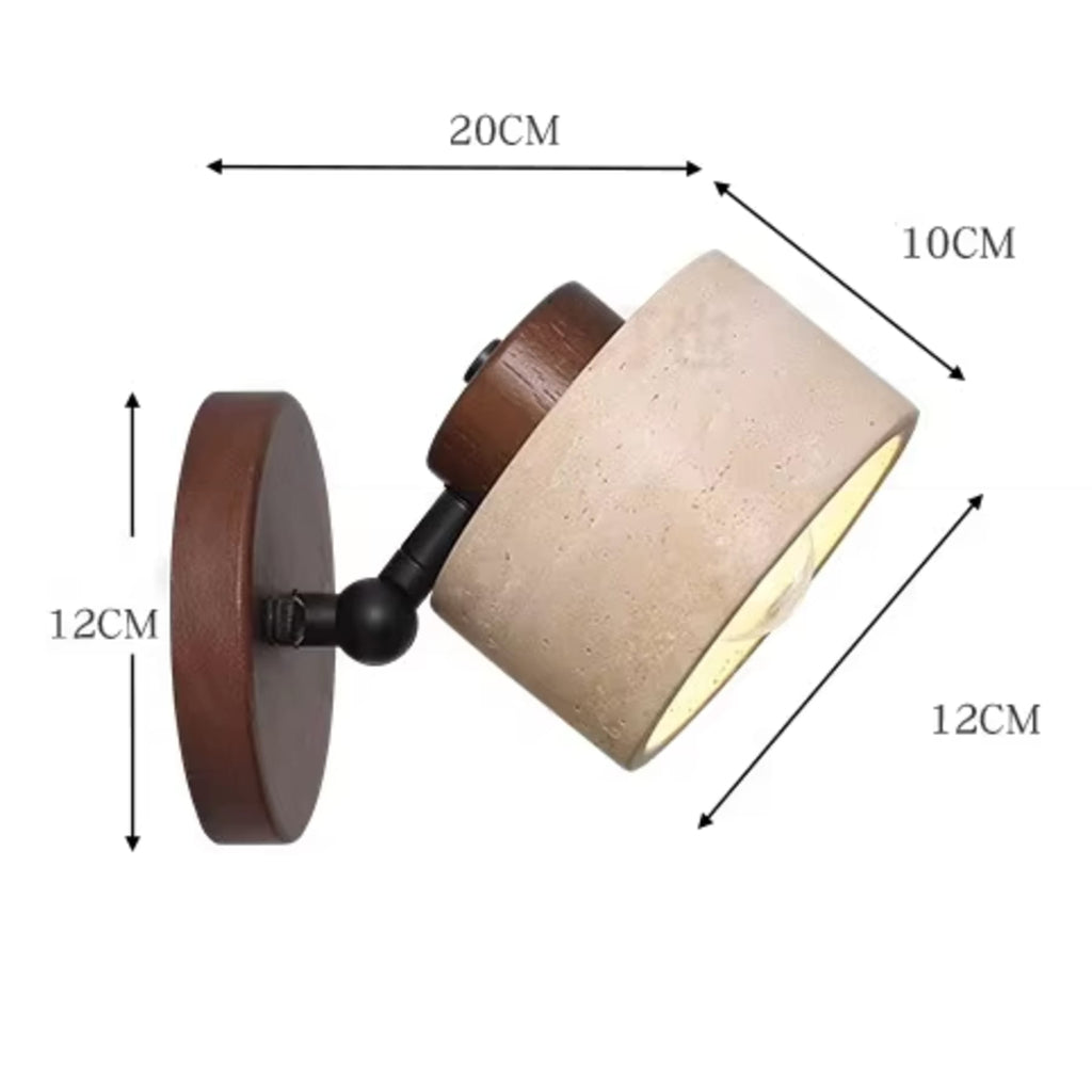 Modern Travertine and Wood Wall Light for Living Room and Bedroom — Ashbury Home & Living