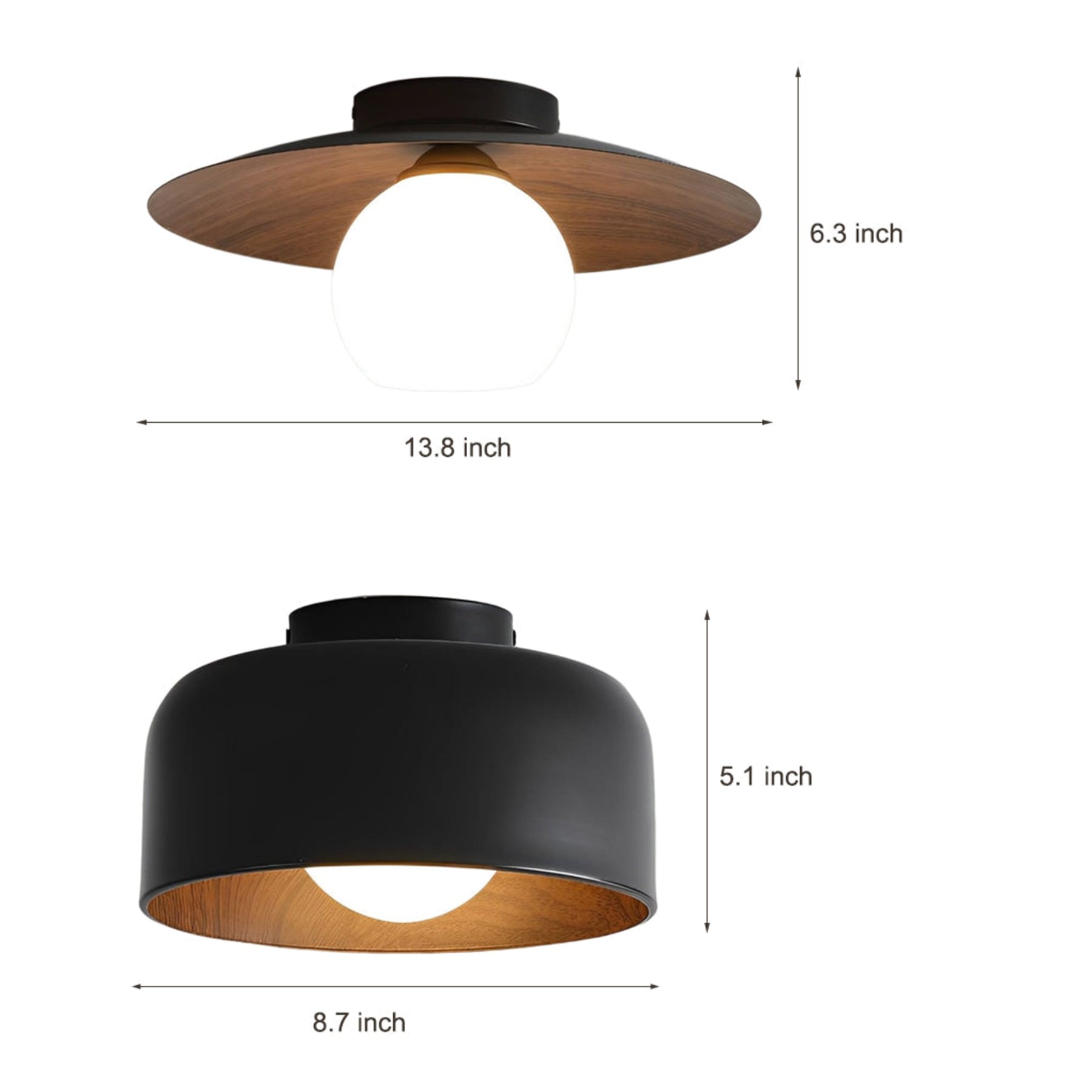 Modern Iron Semi-Flush Mount Ceiling Light for Living Room — Ashbury Home & Living