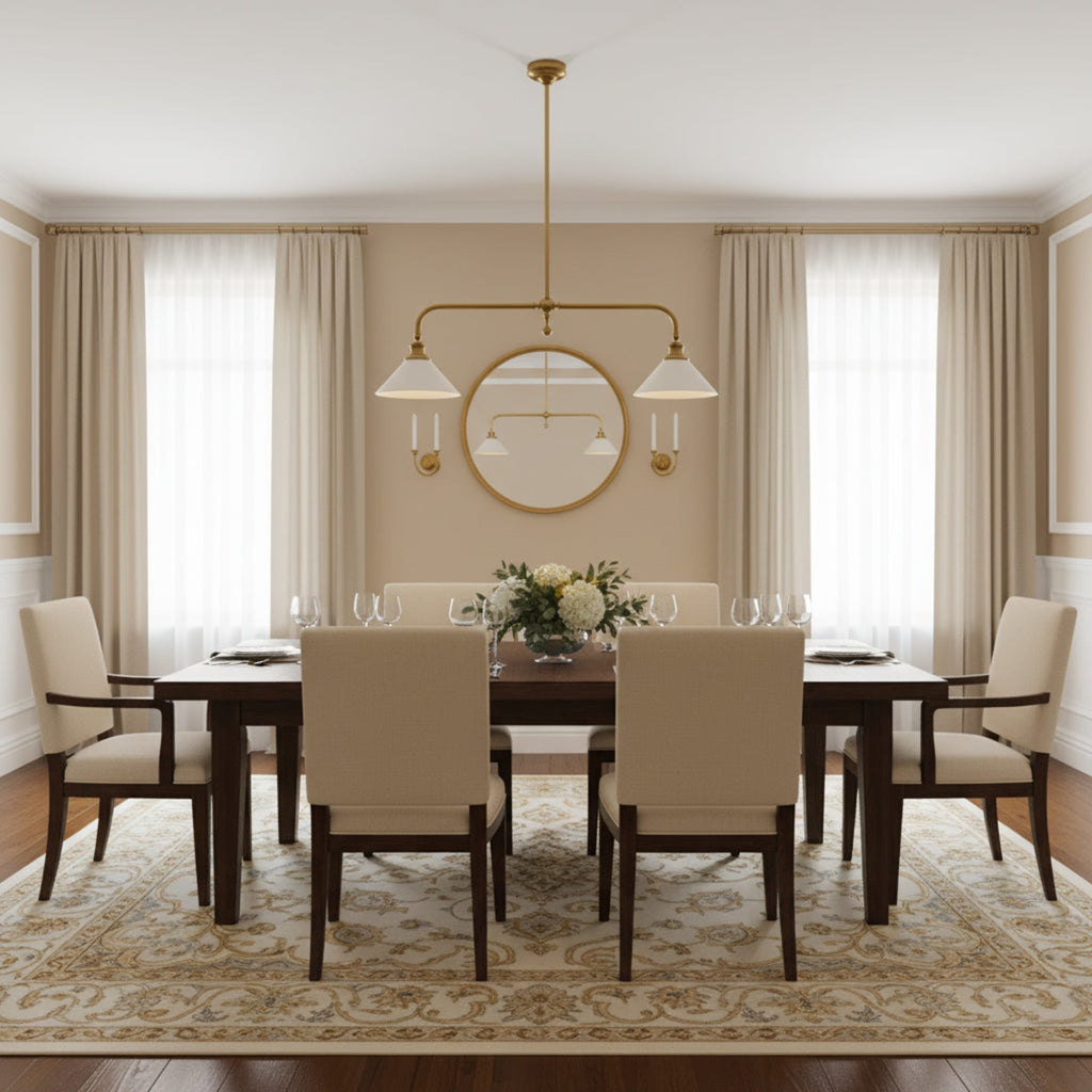 Modern Brass Pendant Light With Ceramic Shades for Dining Room — Ashbury Home & Living