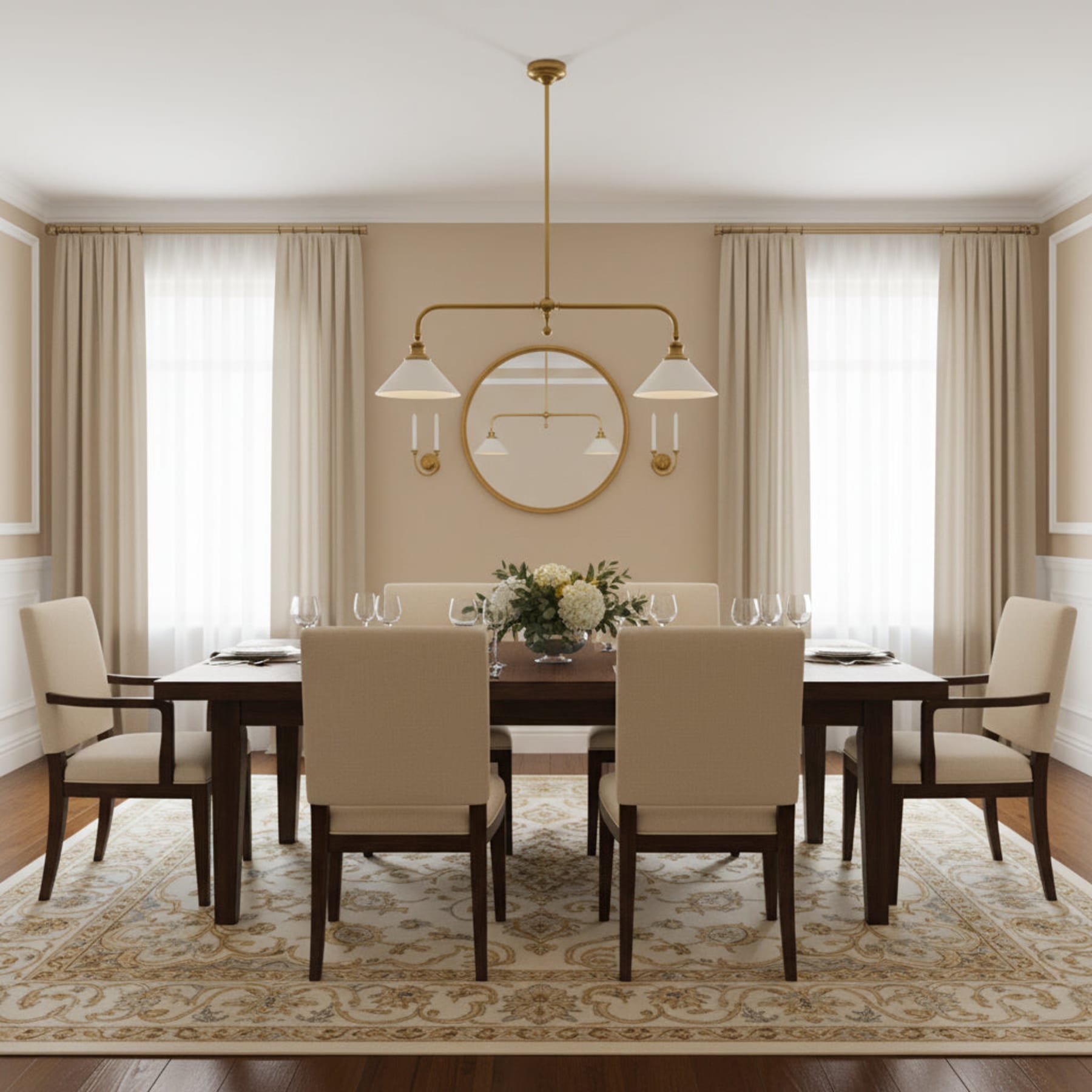 Modern Brass Pendant Light With Ceramic Shades for Dining Room — Ashbury Home & Living