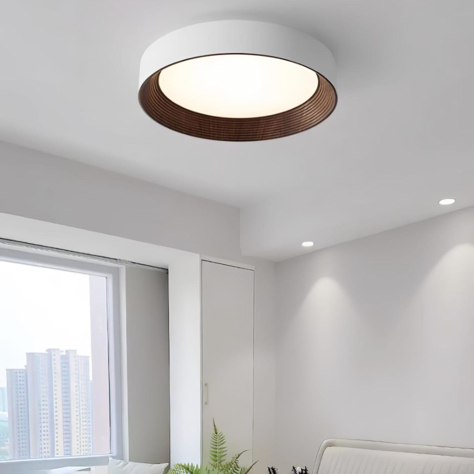 Scandinavian Wood Flush Mount Ceiling Light for Living Room — Ashbury Home & Living