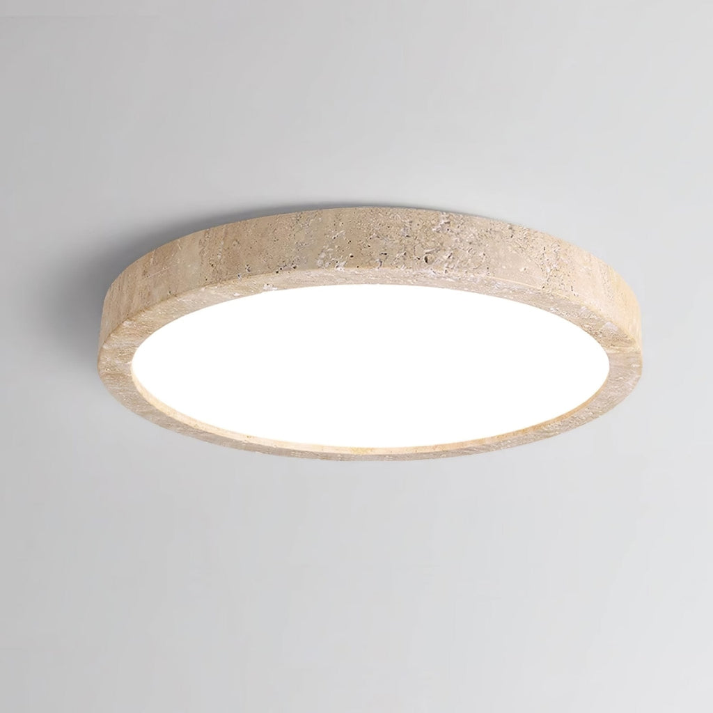 Modern Travertine Flush Mount Ceiling Light With Slim Profile — Ashbury Home & Living