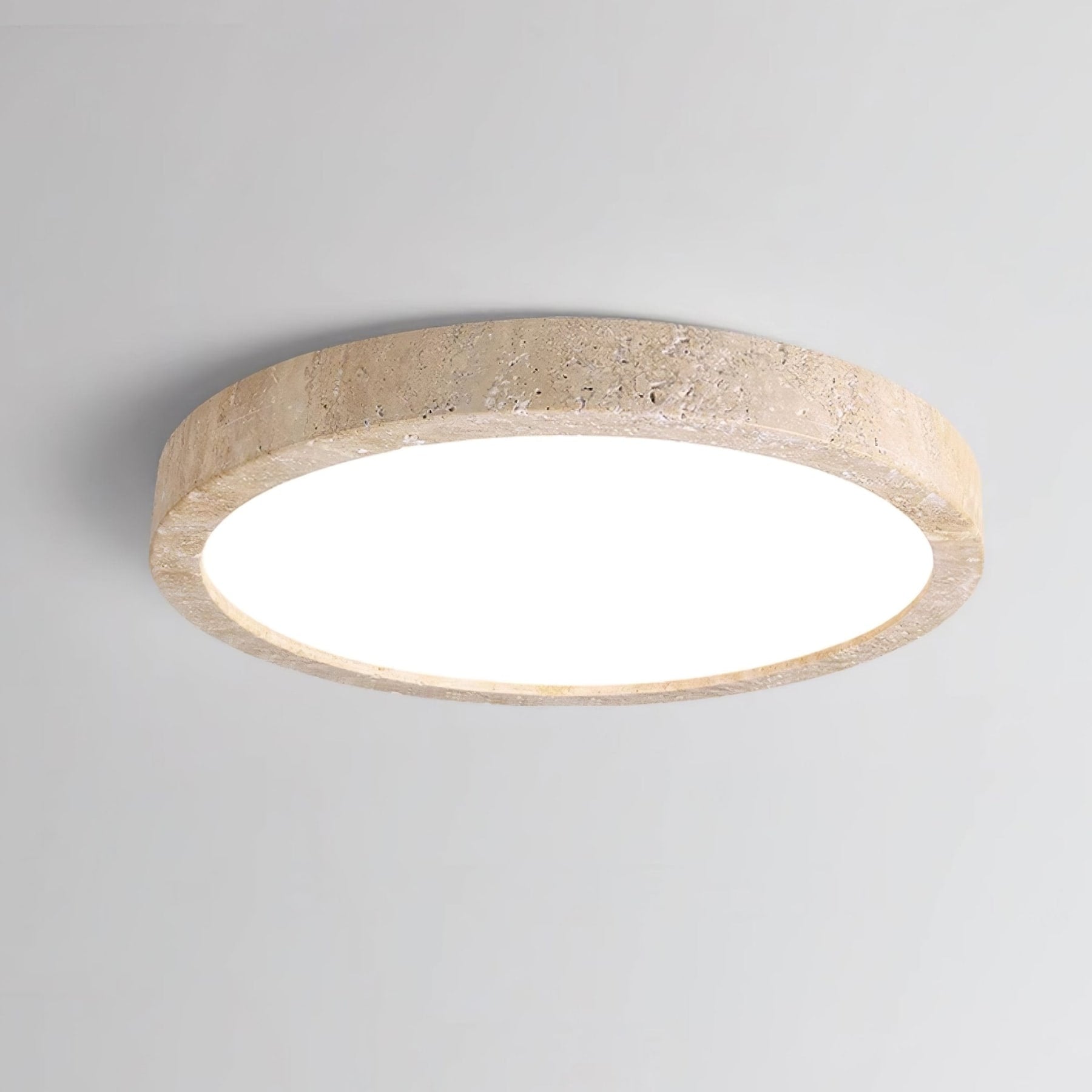 Modern Travertine Flush Mount Ceiling Light With Slim Profile — Ashbury Home & Living
