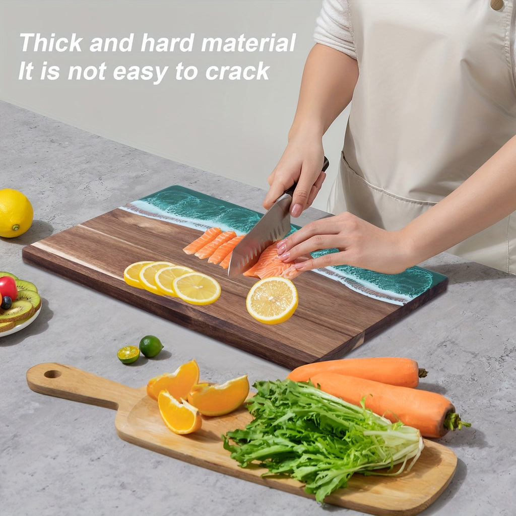 Resin Chopping Board Acacia Wood Ocean Wave Serving Board Wooden Cheese Board with Epoxy Resin Inlay for Kitchen | Charcuterie and Bread