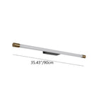 Slim LED Tube Wall Light Minimalist Aluminium Vanity Bar Mirror Lamp with Brass Tone End Caps for Bathroom | Bedroom and Living Room