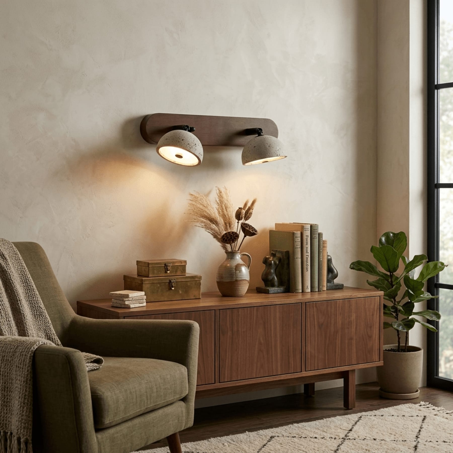 Modern Travertine Wall Light With Warm LED Glow for Living Room — Ashbury Home & Living