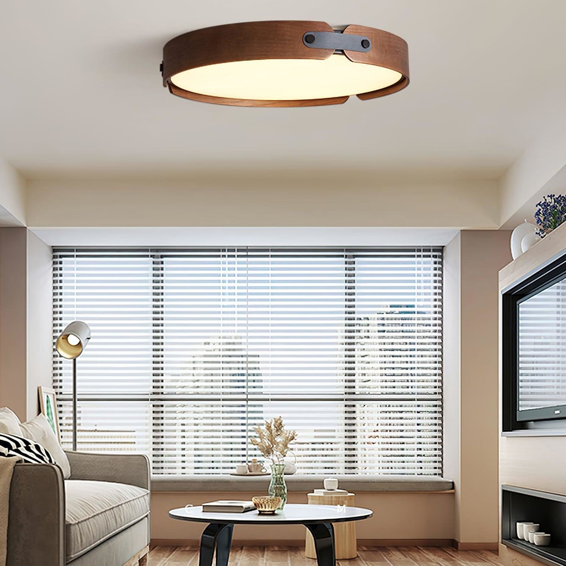 Scandinavian Wood Flush Mount Ceiling Light With Slim Low-Profile Design — Ashbury Home & Living