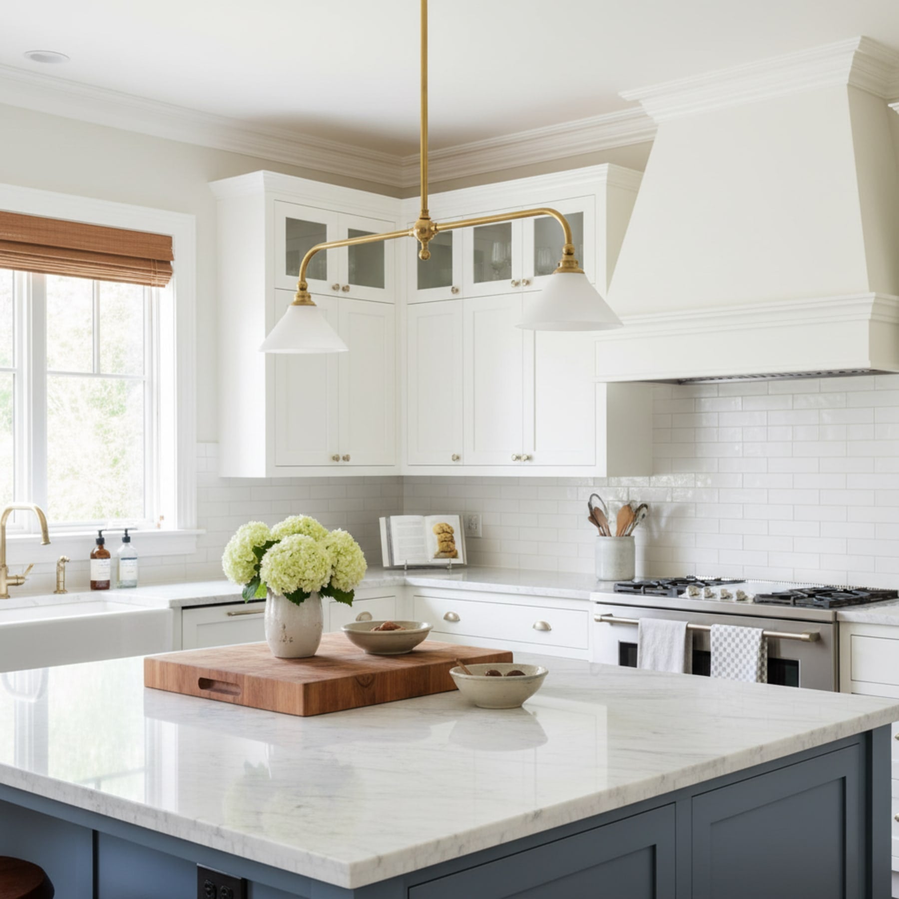 Modern Brass Pendant Light With Ceramic Shades for Dining Room — Ashbury Home & Living
