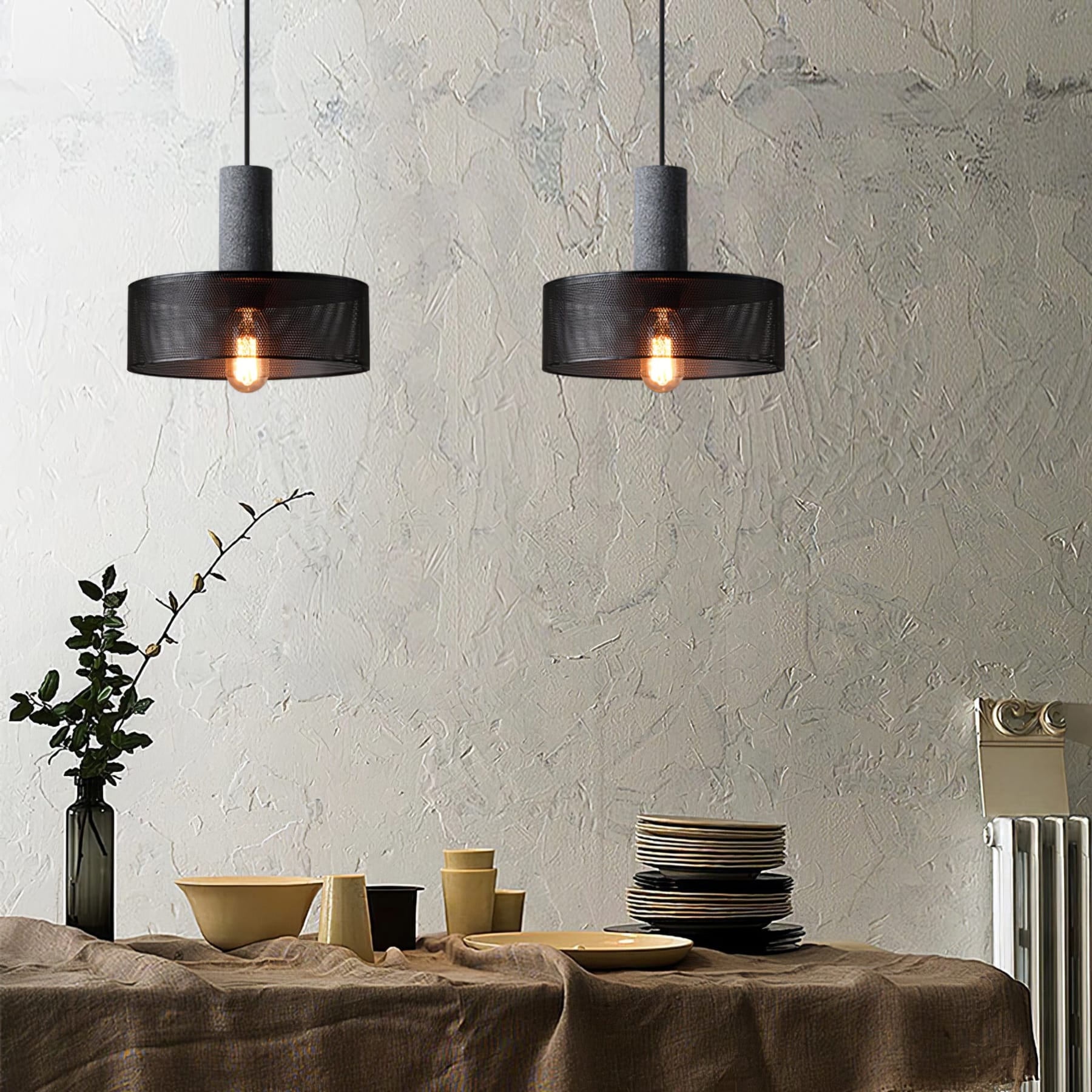 Industrial Concrete Pendant Light With Warm LED Glow — Ashbury Home & Living