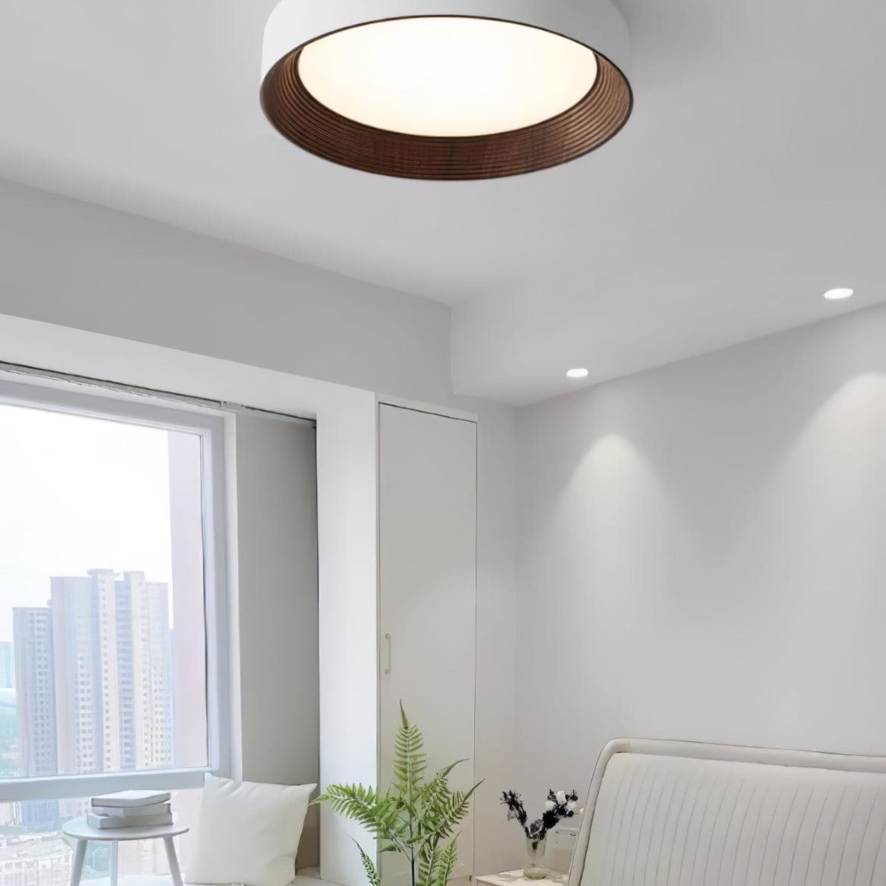 Scandinavian Wood Flush Mount Ceiling Light for Living Room — Ashbury Home & Living