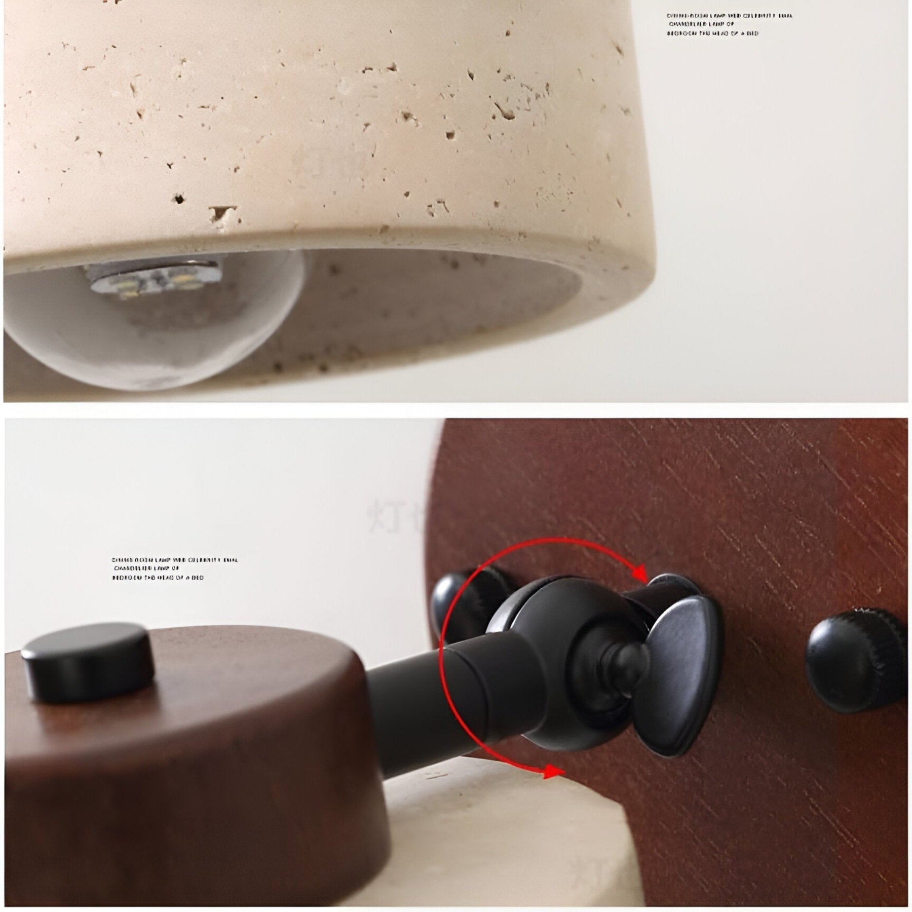 Modern Travertine and Wood Wall Light for Living Room and Bedroom — Ashbury Home & Living