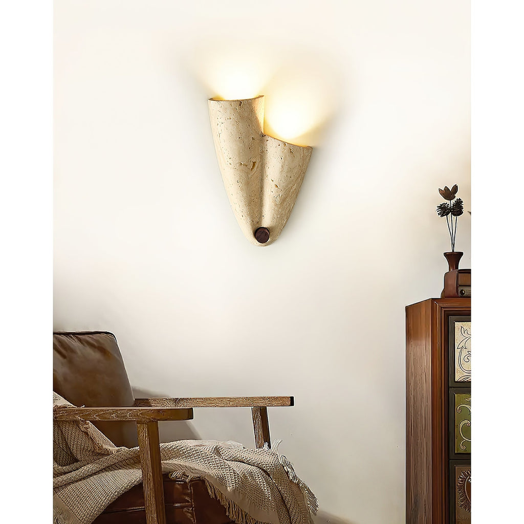 Modern Travertine Wall Light With Warm LED Glow — Ashbury Home & Living