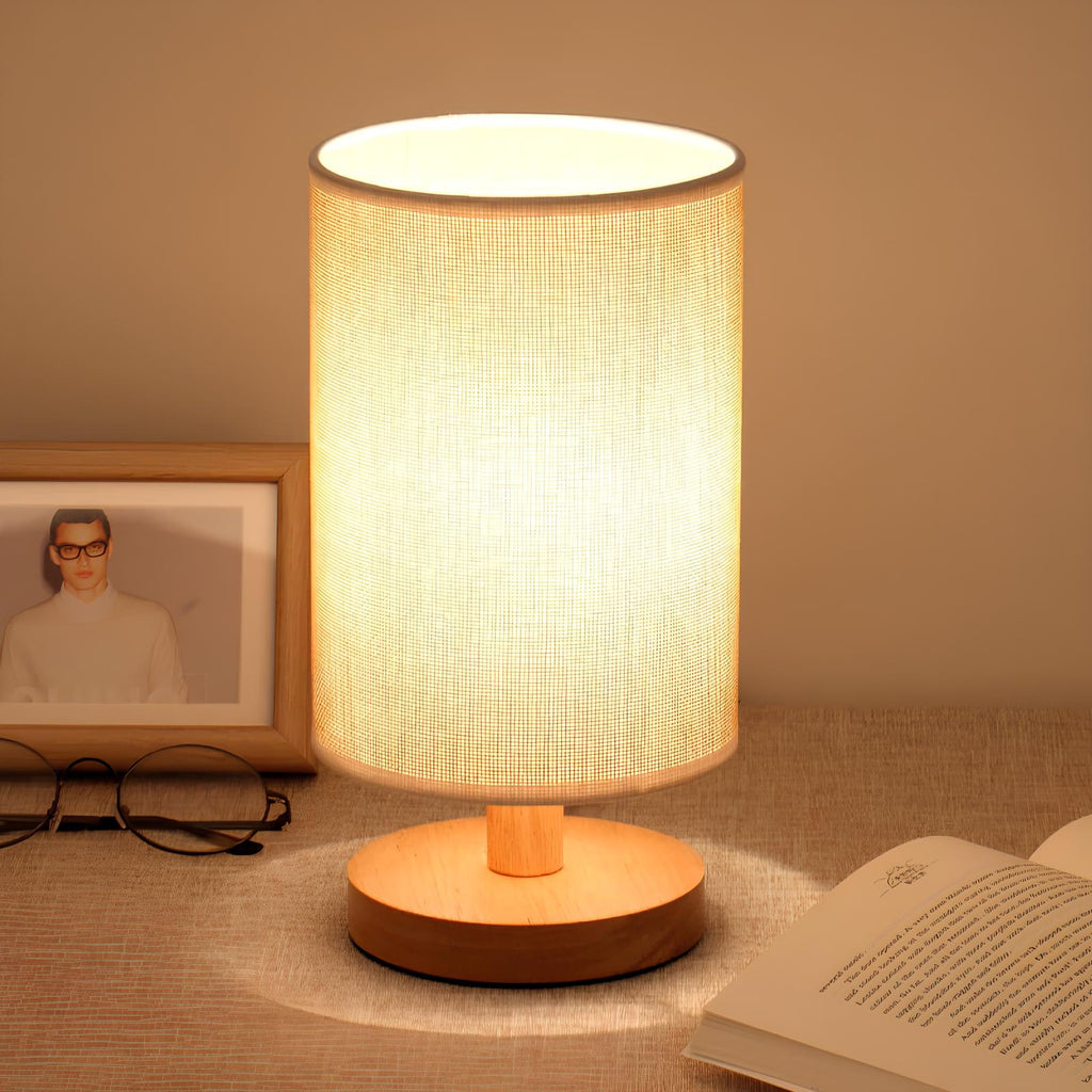 Scandinavian Wood Table Lamp With Linen Shade — Ashbury Home & Living