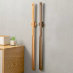 Long Handled Wooden Shoe Horn with Magnetic Wall Holder Extra Long Shoe Horn for Standing Use Hallway Shoe Aid for Boots | Trainers and Dress Shoes