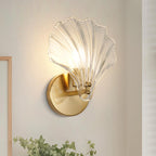 Brass And Glass Seashell Wall Light With E14 Bulb Base