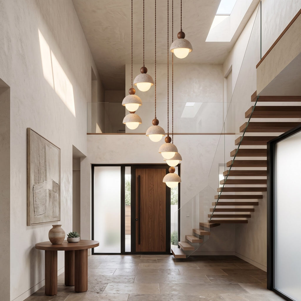 Contemporary Travertine Stone Pendant Light With Dimmable Glow — Ashbury Home & Living