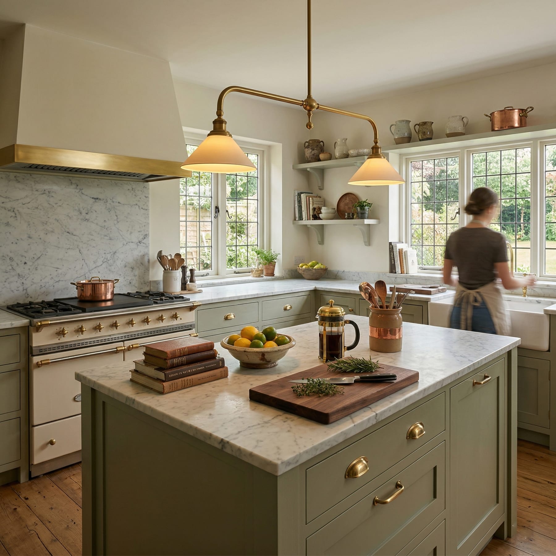 Modern Brass Pendant Light With Ceramic Shades for Dining Room — Ashbury Home & Living