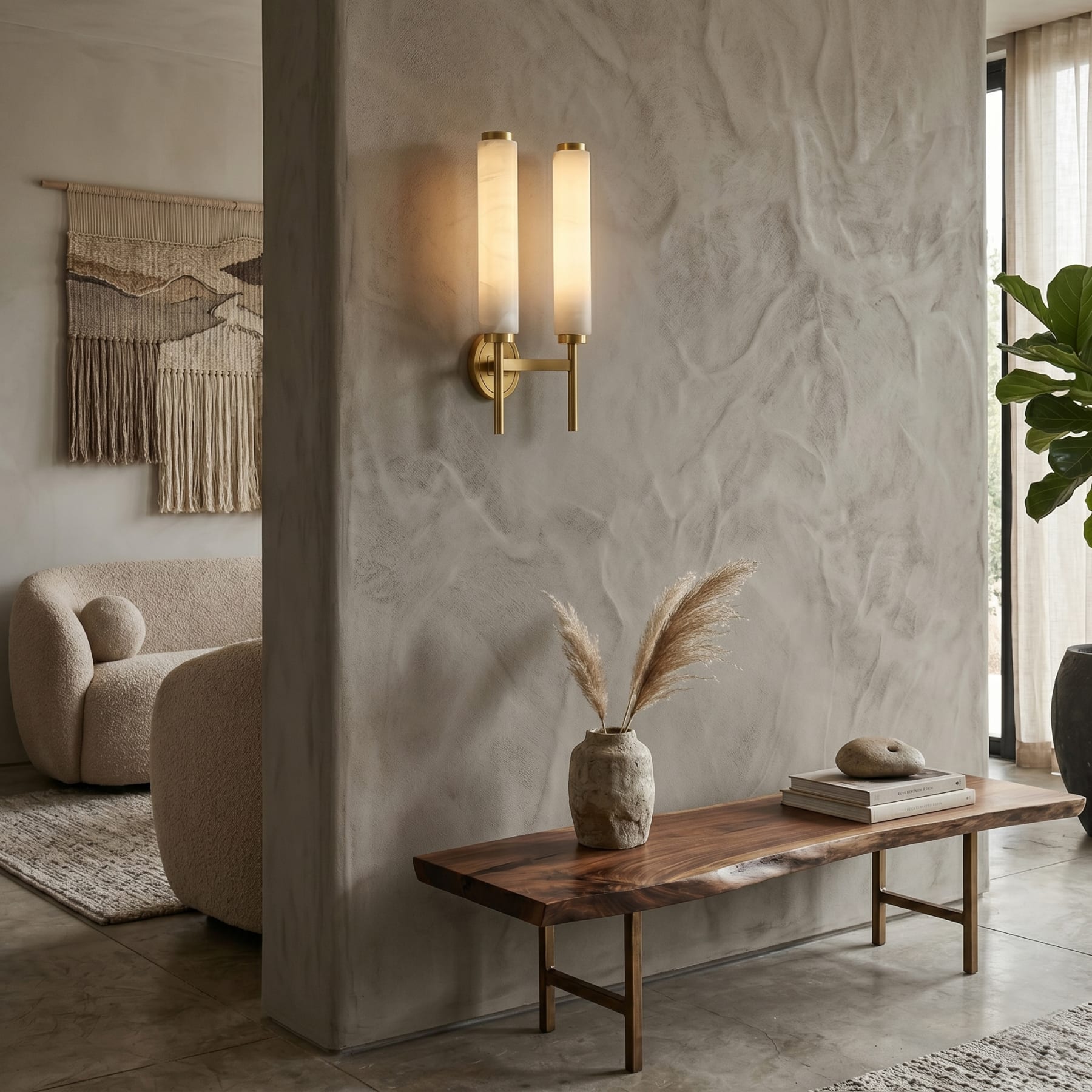 Modern Metal and Faux Alabaster Wall Light for Living Room — Ashbury Home & Living