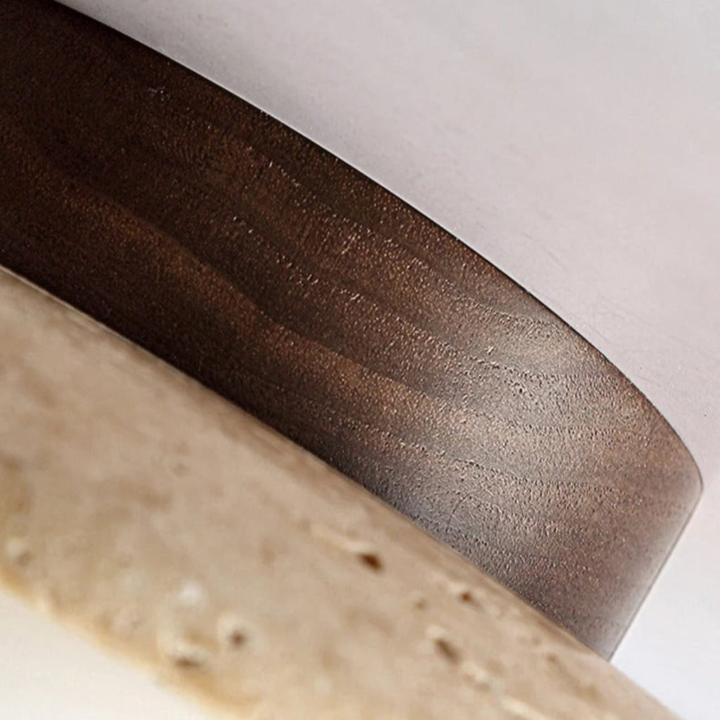 Modern Travertine and Wood Semi-Flush Ceiling Light With Warm LED Glow — Ashbury Home & Living