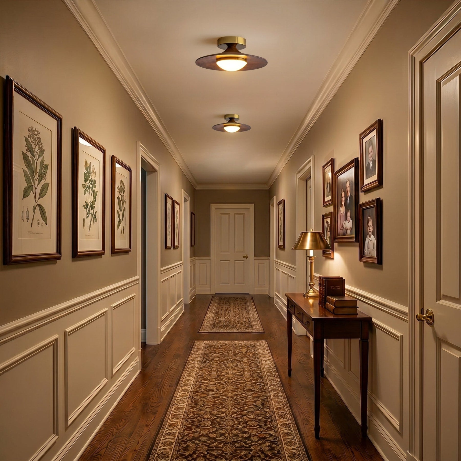 Modern Wood-Effect Round Flush Mount Ceiling Light With Integrated LED — Ashbury Home & Living