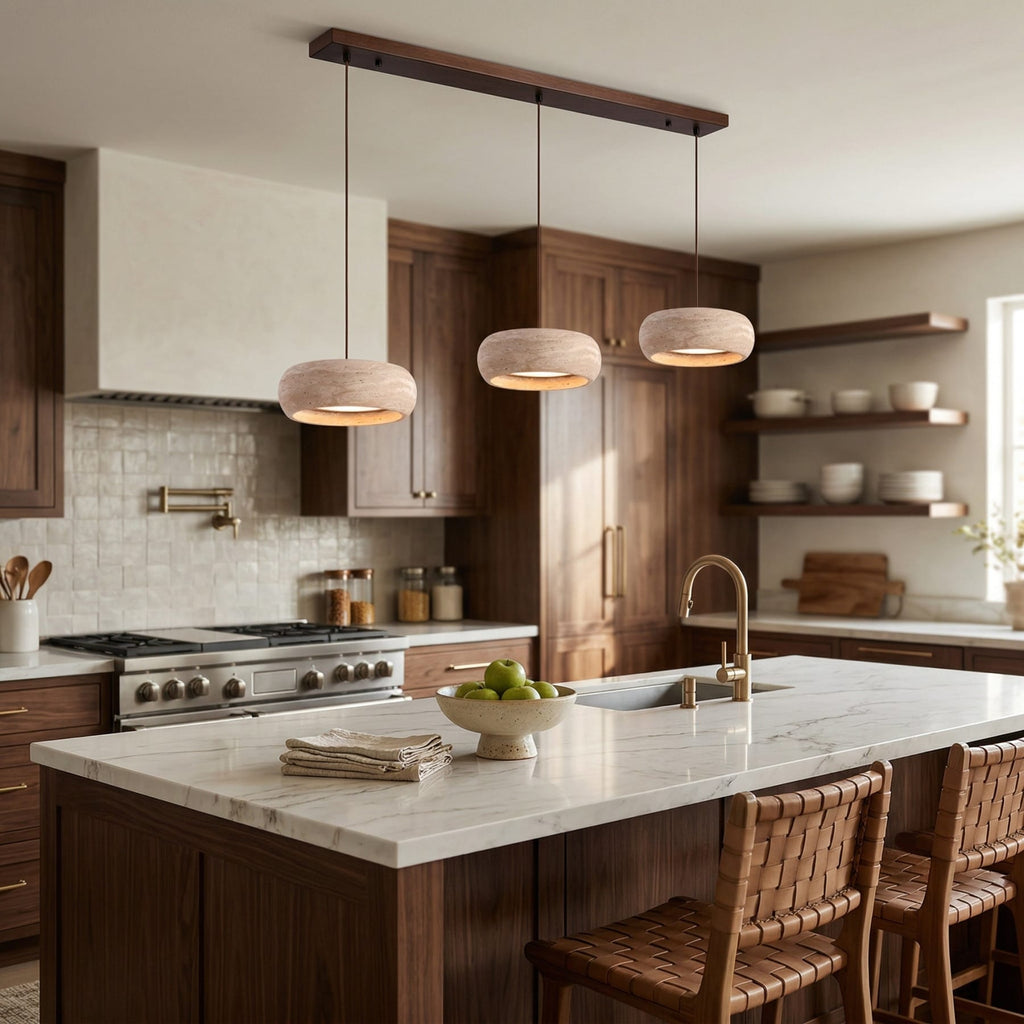 Modern Travertine Stone Pendant Light With Dimmable Remote Control — Ashbury Home & Living