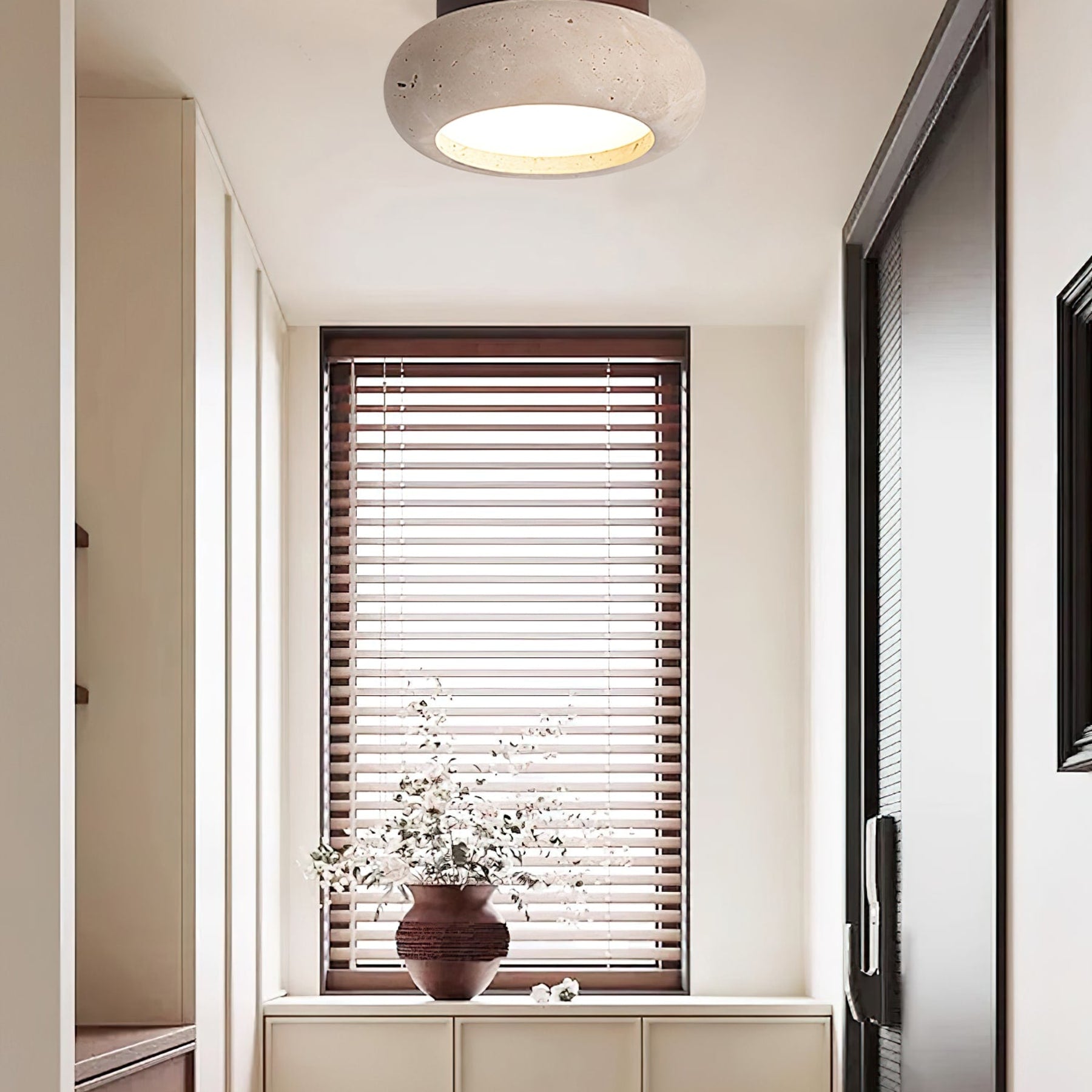 Minimalist Travertine Flush Mount Ceiling Light — Ashbury Home & Living
