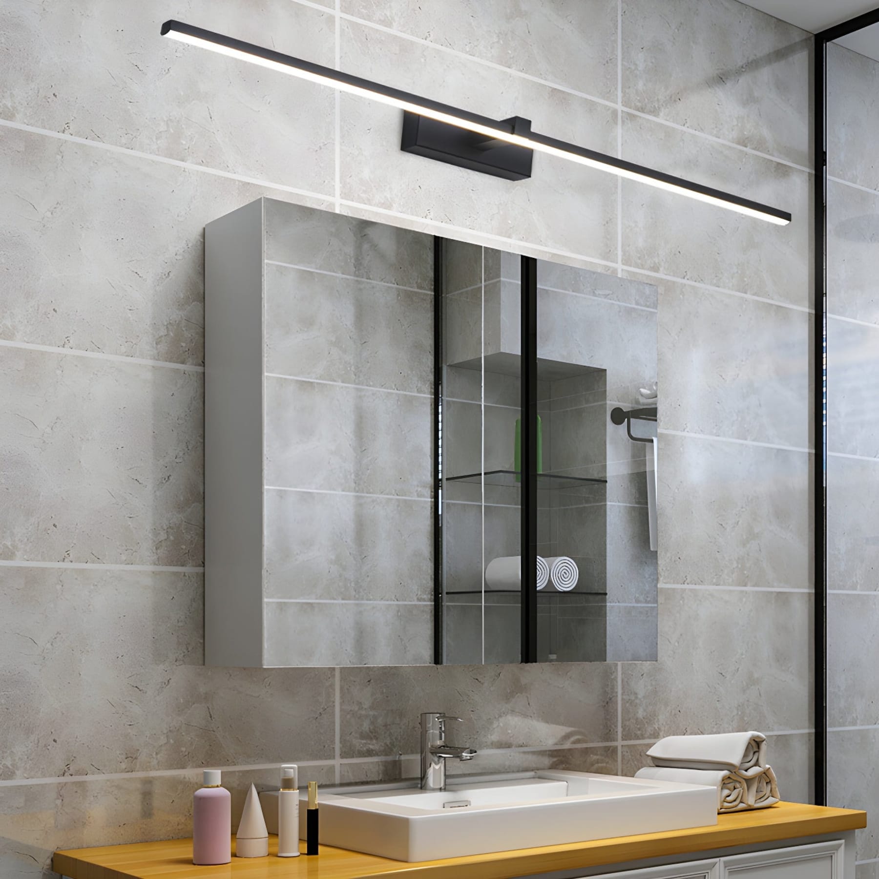 Modern Iron Linear Wall Light With Integrated LED for Hallway — Ashbury Home & Living