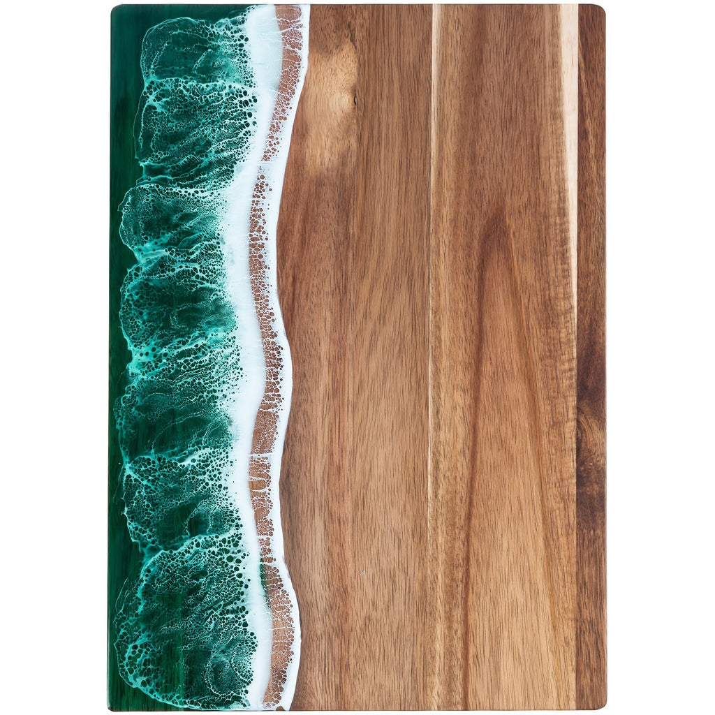 Resin Chopping Board Acacia Wood Ocean Wave Serving Board Wooden Cheese Board with Epoxy Resin Inlay for Kitchen | Charcuterie and Bread