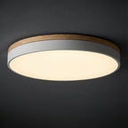 Round Flush LED Ceiling Light with Wood Trim for Living Room