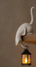 Cat Shelf Sitter Figurine with Hanging LED Lantern Battery Operated Bookshelf Decor Night Light Sculpture for Shelf Edges | Bedroom and Living Room