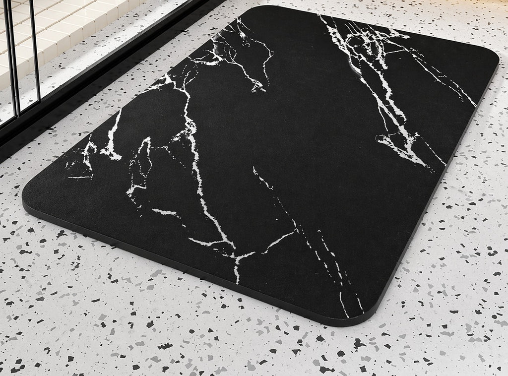 Diatomite Stone Bath Mat Quick Dry Non Slip Marble Effect Bathroom Floor Mat with Rubber Backing Absorbent Shower Mat for Bathroom | Kitchen