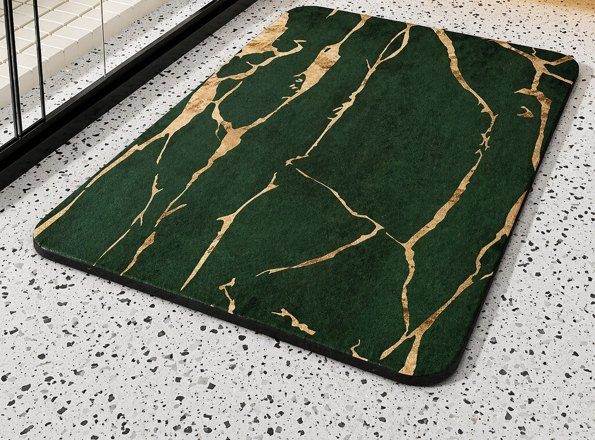 Diatomite Stone Bath Mat Quick Dry Non Slip Marble Effect Bathroom Floor Mat with Rubber Backing Absorbent Shower Mat for Bathroom | Kitchen