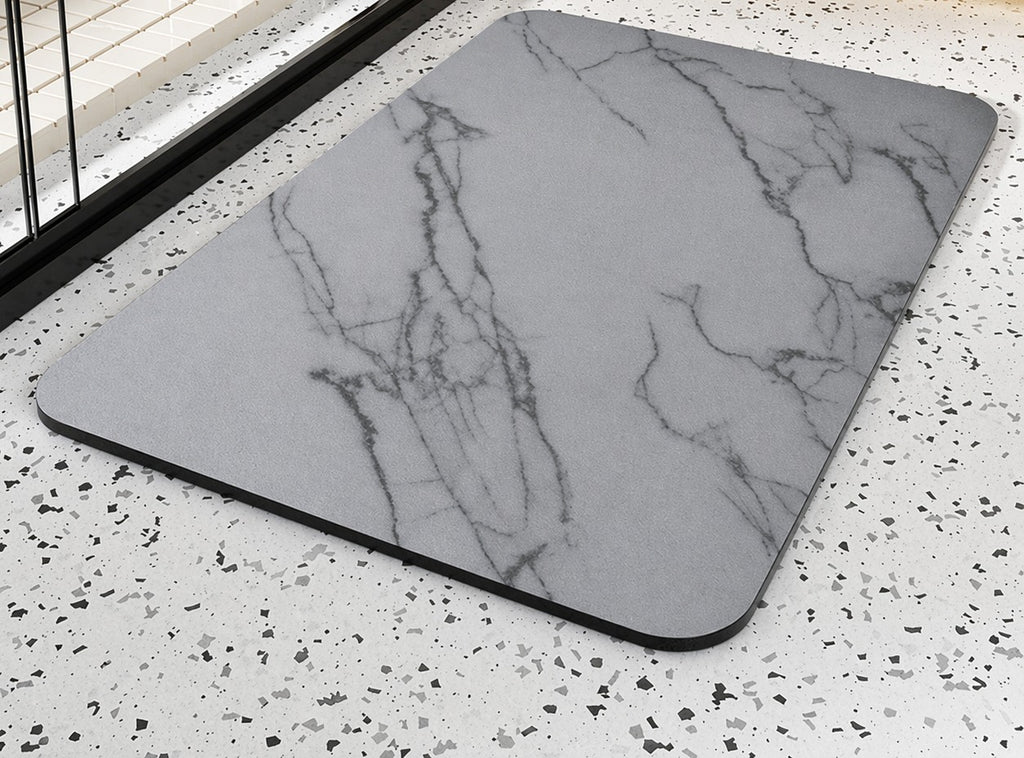 Diatomite Stone Bath Mat Quick Dry Non Slip Marble Effect Bathroom Floor Mat with Rubber Backing Absorbent Shower Mat for Bathroom | Kitchen