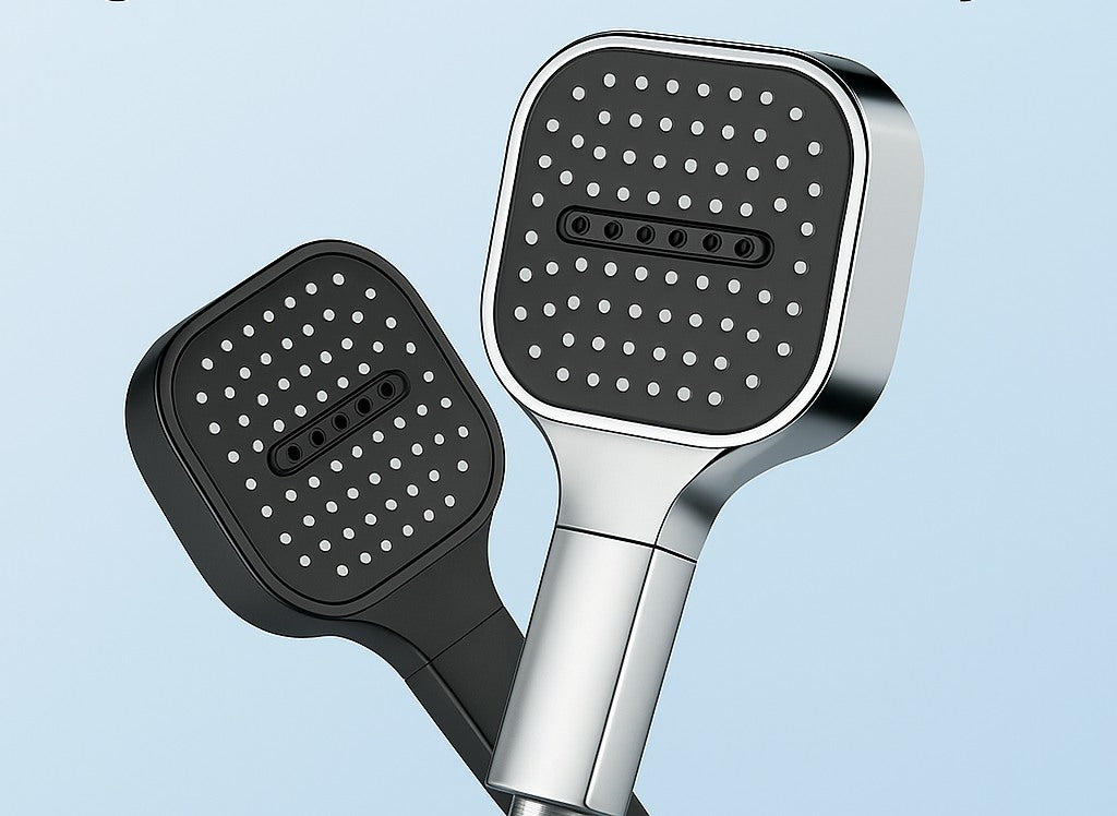 High Pressure Handheld Shower Head with Built-In Filter Square Rain Shower Head with Jet and Massage Spray Modes Universal Fit for Low Water Pressure