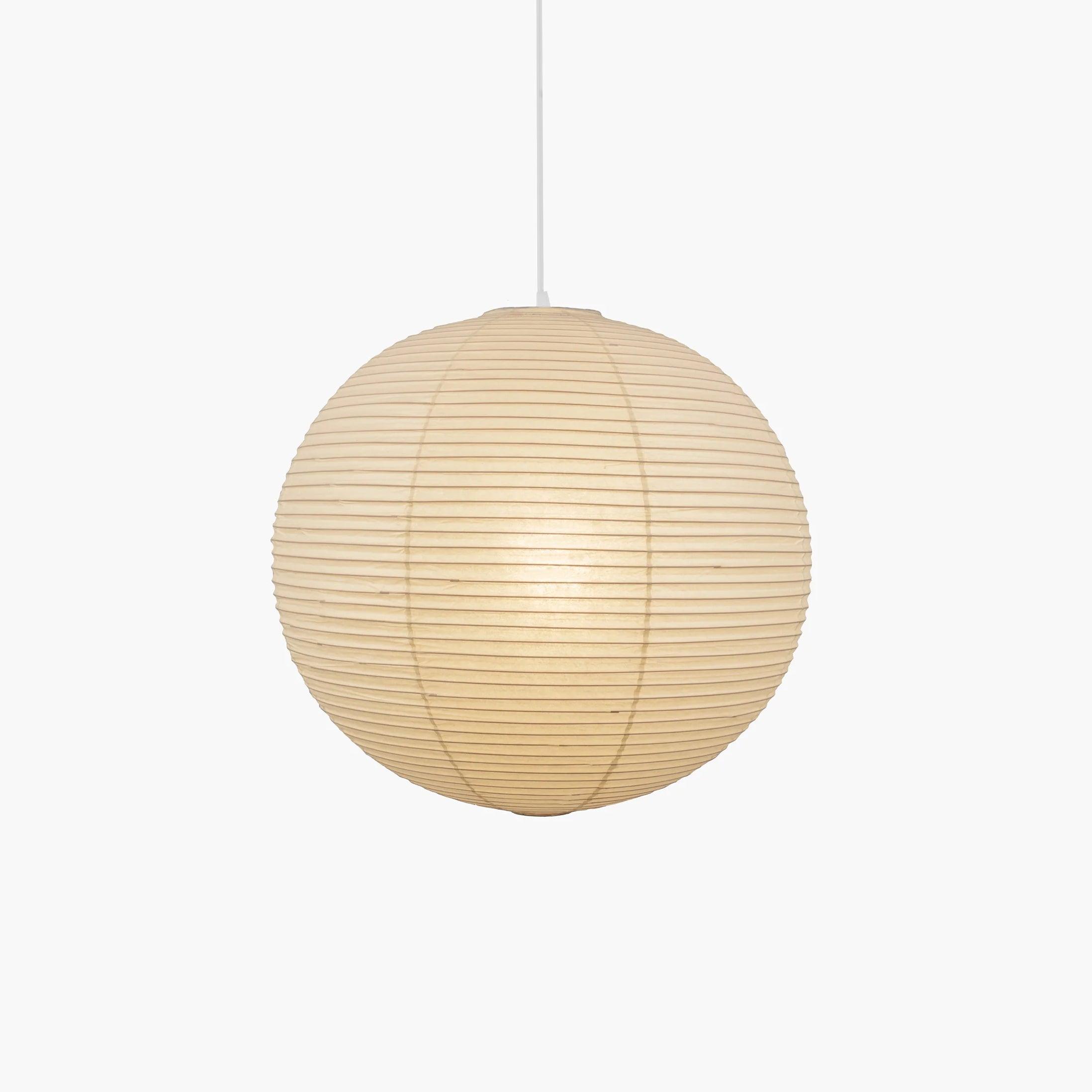 Rice Paper Globe Pendant Lights With Ribbed Shade