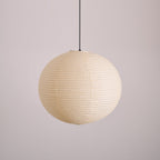 Rice Paper Globe Pendant Lights With Ribbed Shade