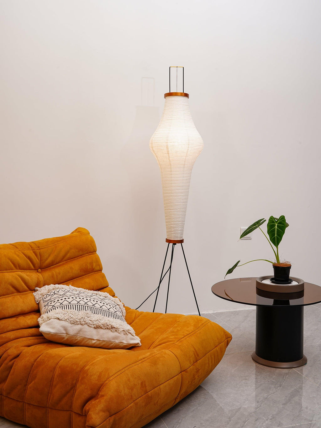 Rice Paper Floor Lamp With Tripod Stand