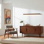 Minimalist Linear Wood Wall Light With Soft Downlight